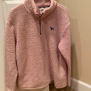 PINK sherpa quarter zip up
